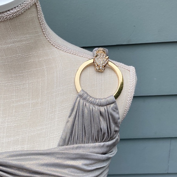 Sky gold snake embellished one shoulder body con cocktail club dress - Picture 2 of 9